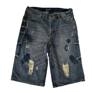 Rocawear BLAK Jean‎ Shorts Mens 32 Blue Distressed Baggy Denim Straight